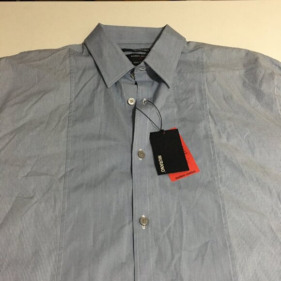 Murano Modern Comfort Mens Long Sleeve Button Dress Shirt Size Large Blue NWT - Picture 2 of 10